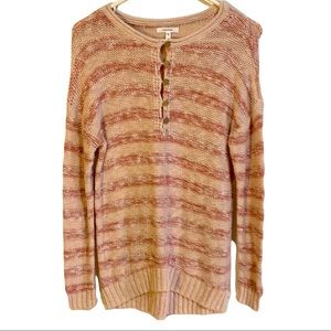 Maurices Women’s Loose-Knit Blush Pink Striped Cotton Blend Sweater